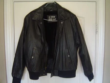 U2 Wear Me Out Jacket Mens 44  Black Leather Bomber Quilted Lined Moto  Vintage