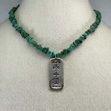 Vintage Designer Carolyn Pollack Relios Turquoise Bead Sterling Silver Necklace