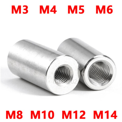 ROUND STUDDING CONNECTOR NUTS A2 STAINLESS STEEL ALL THREAD ROD BAR SLEEVE TUBE