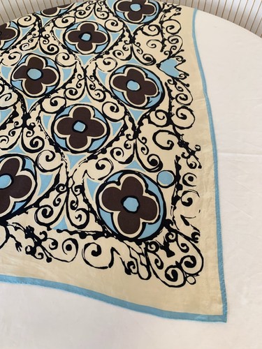 Foulard Carré de soie Vintage Fleurs Seventies Cadeau pour Femme FO719 - Imagen 6 de 12