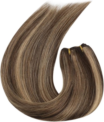 Moresoo Human Hair Weft Extensions 24" P4/27 Dark Brown Blonde 100g - New Boxed - Picture 2 of 9
