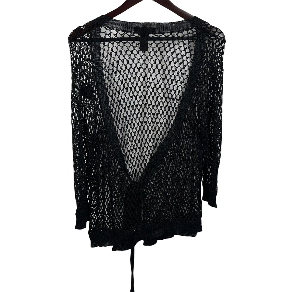 Cárdigan Bisou Bisou Negro Tejido Abierto Talla Grande Foto 4 de 4