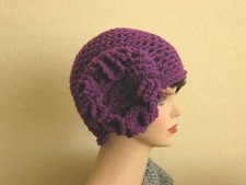 Handmade Crochet Cloche Hat Bucket Hat In Purple 1920s Hat Beanie