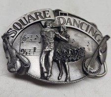 Vintage 1980's Belt Buckle Square Dancing Music Notes clef Siskiyou Buckle