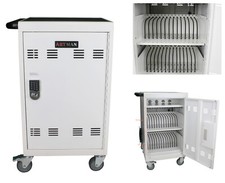 32 Device Mobile Charging Cart  Cabinet Storage for Tablets Laptops Computers