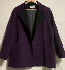 Ewm Purple Wool Mix Casual Short Coat Size 18 Rrp £ 90