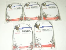 30  EAGLE CLAW 9" STAINLESS  WIRE LEADERS 6 TO A PACKAGE 30 LB TEST 5 PACKAGES