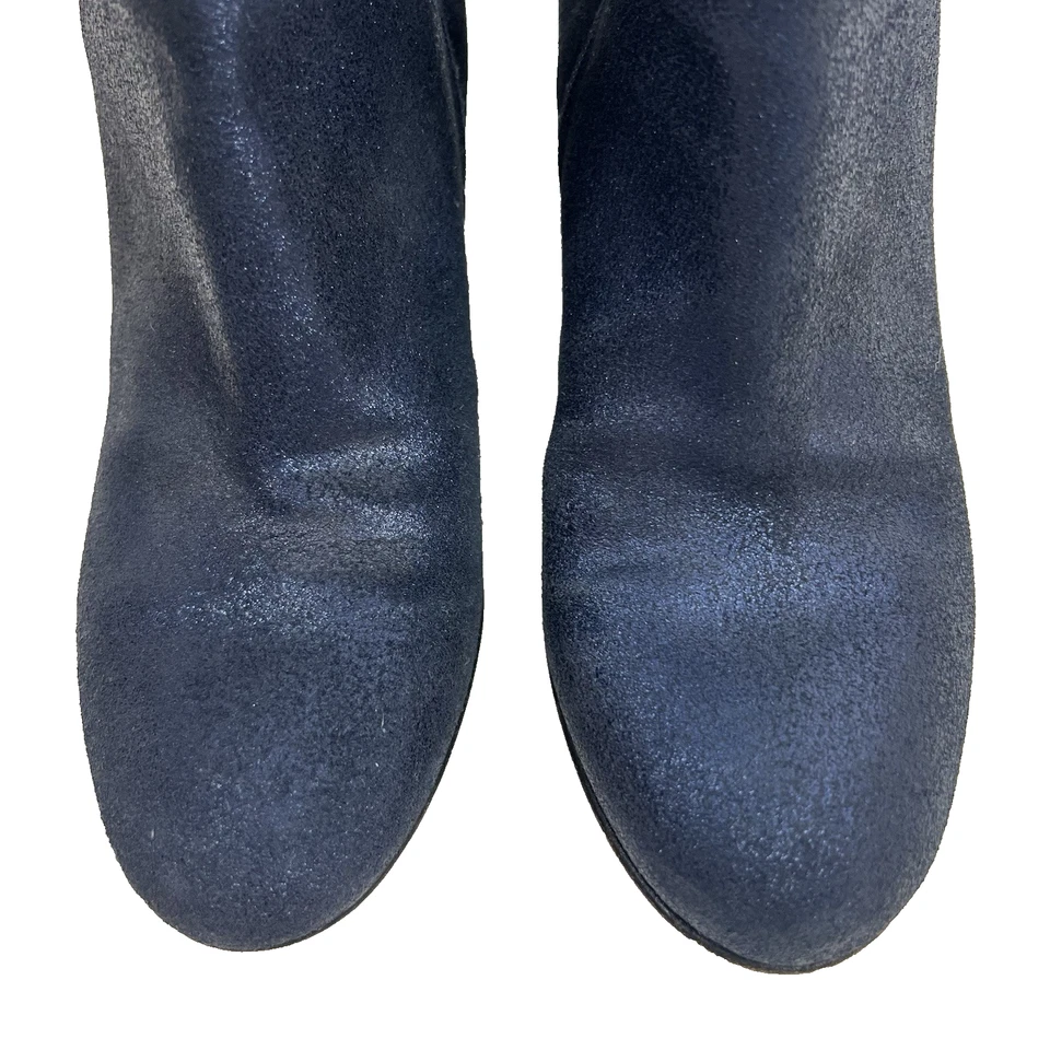 Botines Maison Margiela Talla 38 Azul Marino Tacones Metálicos Cuero Italia Foto 4 de 4