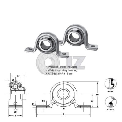 2x 7/8 in Pillow Block Pressed Steel UCPP205-14 Mounted Bearing UC205-14+PP205
