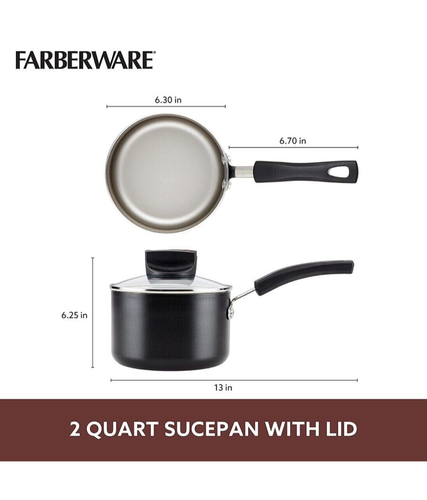 Farberware Smart Control 2qt Aluminum Covered Black Saucepan with Easy Steam Lid - Picture 2 of 9