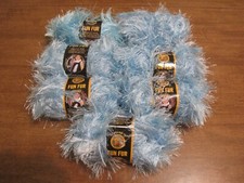LION BRAND FUN FUR LIGHT BLUE LOT OF 7