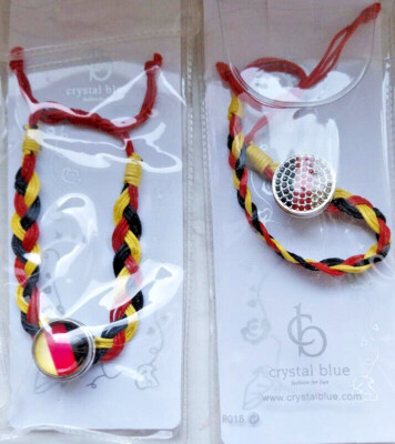 1x World Cup European Fan Article Textile Bracelet, Braided, with Button (Rhinestone or Smooth)