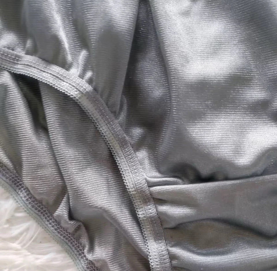 "Paquete de 6 bragas de bikini de nailon grises XL calzoncillos suaves cintura 30-36"" cadera 38-44"" sedosas" Foto 4 de 4