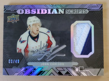 2017-18 UD Black John Carlson Obsidian Scripts 2 Color Patch Auto 8/49 Capitals