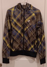 Nike Womens Sportswear Zip Up Jacket Blue Plaid Small Great Condition