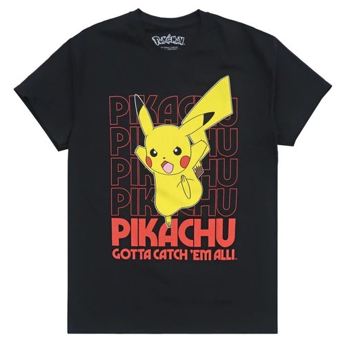 Pokemon Pikachu Men's Officially Licensed Nintendo Game Tee T-Shirt - Black - 第 1/1 張圖片