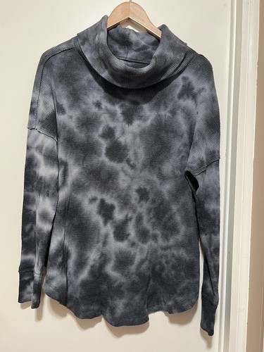 Maeve Anthropologie Ainsley Tie Dye Thermal Long sleeve Turtleneck Gray Womens L