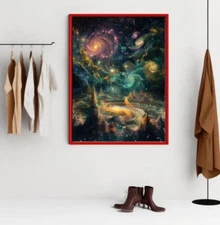 Celestial Dance | Swirling Galaxies, Night Sky, Digital Art, Wall Art
