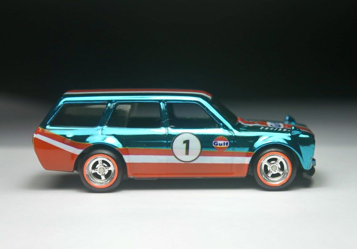 Hot Wheels Datsun 510 Wagon Blue Spectraflame Custom W Orange