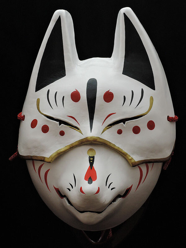 Komendo Top & Lower Half Face Fox Mask 2 Set Hand Painted Kitsune