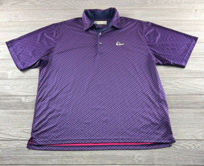 #ad Donald Ross Size XL Paisley Print Golf Polo Shirt Navy Blue Hot Pink Short Sleev $7.50