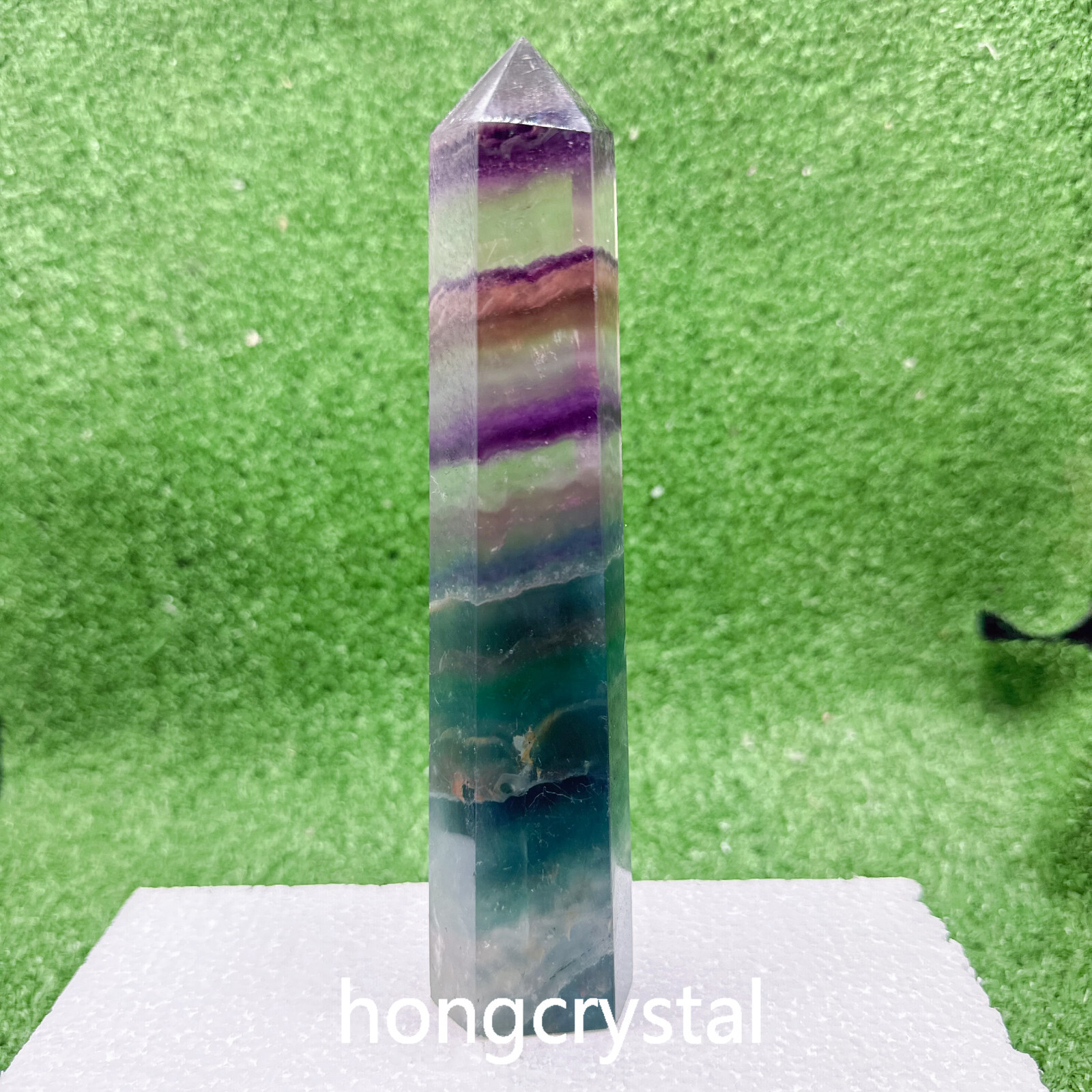 Natural Rainbow Fluorite Quartz Crystal Obelisk Wand Tower Point Healing Stone 490g