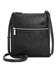 Giani Bernini Triple-Zip Pebble Leather Dasher Crossbody
