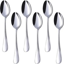 6 Piece Table Spoons Set Stainless Steel Dinner Tablespoons Soup Flatware YS