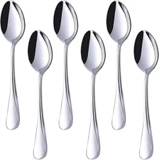 6 Piece Table Spoons Set  Stainless Steel Dinner Tablespoons Soup Flatware YS