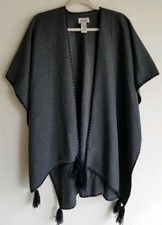 Womens Le Moda One Size Dark Gray Polyester Cape Poncho Coat