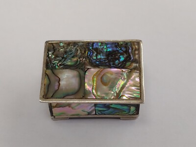 Vintage Alpaca Nickle Silver & Abalone Trinket Box