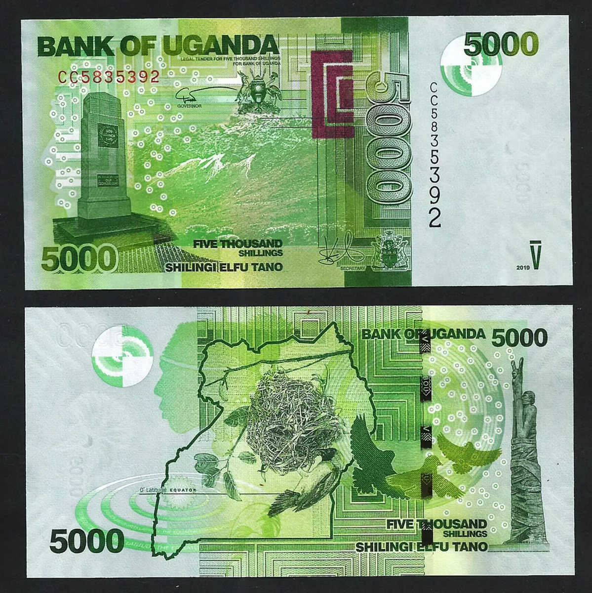 Uganda 5000 Shillings 2019, UNC, P-51 New Sign | eBay