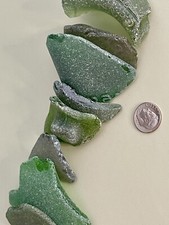 Gr 2125 Genuine Surf Tumbled Sea Glass/Green Frosted Beach Glass Large Pieces