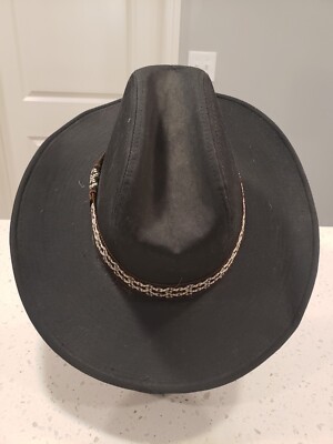 MEN'S VINTAGE G A BLACK COWBOY HAT, SIZE 7 1/4 to 7 3/8 MEN'S VINTAGE G A BLACK COWBOY HAT, SIZE 7 1/4 to 7 3/8