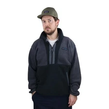 Vtg 90s Y2K Synchilla Pullover Fleece Jacket Coat Mens Medium Large Black Gray