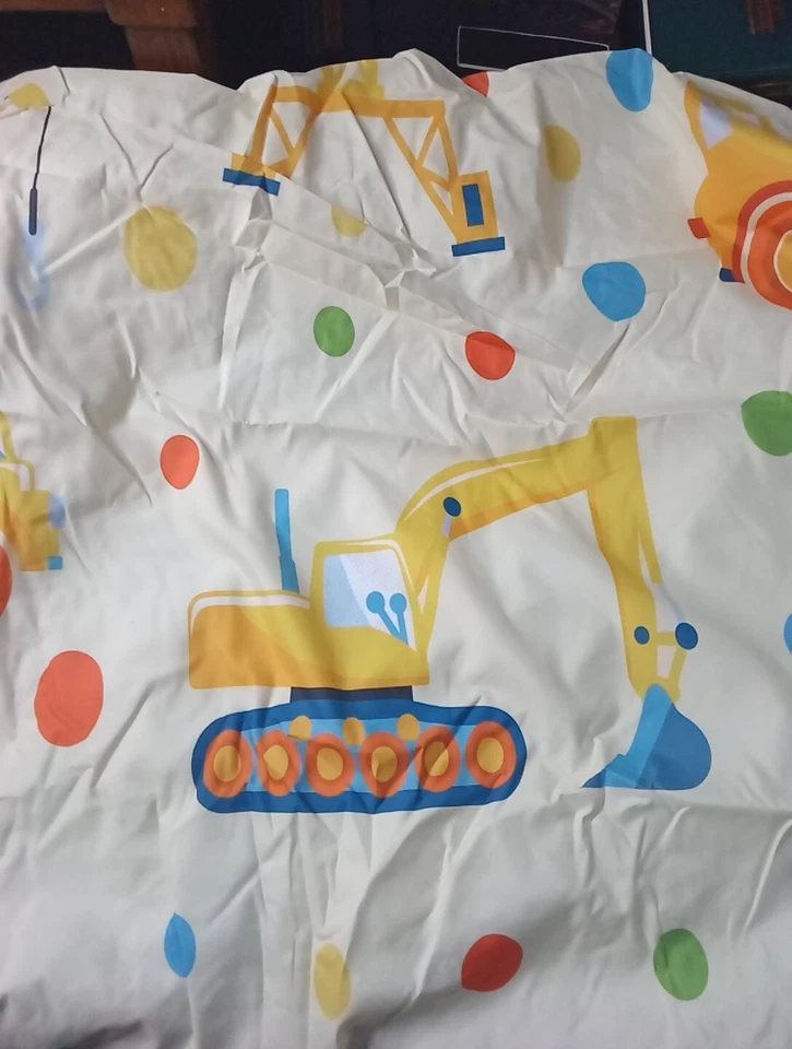 Ambesonne Sábana Ajustable Doble Tamaño Construcción Grúa, Bulldozer, Excavadora NUEVO Foto 3 de 4