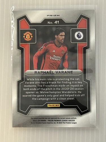 2023-24 Panini Prizm Premier League EPL Raphael Varane Orange Mosaic Prizm #41 - Picture 2 of 2