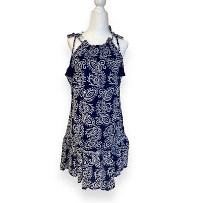 Taylor Embroidered Paisley Navy Blue & White Flounce Hem Dress | eBay Taylor Embroidered Paisley Navy Blue & White Flounce Hem Dress | eBay
