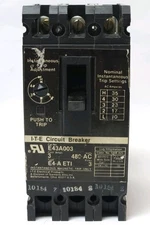 ITE SIEMENS E43A002 E4-A ETI 3 Pole 3 AMP Motor Protection Circuit Breaker