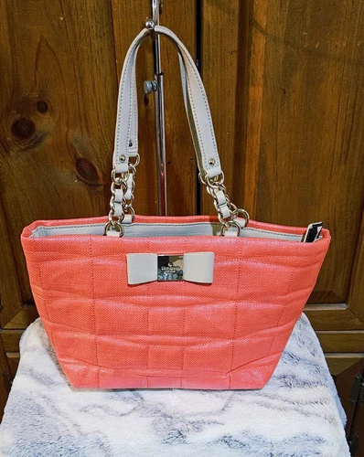 KATE SPADE Beautiful Coral Pink Bow Purse Handbag EXCELLENT CONDITION!!