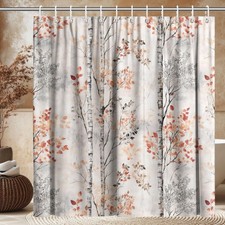 Birch Tree Shower Curtain 72x72 Inch, Rustic Farmhouse Bathroom Decor