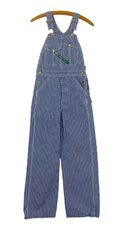 Vintage 1970s denim overalls KEY IMPERIAL youth 14 cotton blue white pinstripe