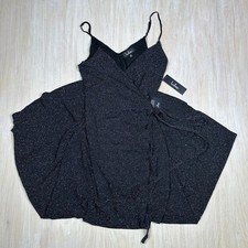 NWT Lulu's Black Metallic Wrap Sparkly Holiday Shimmer Party NYE Maxi Dress XS