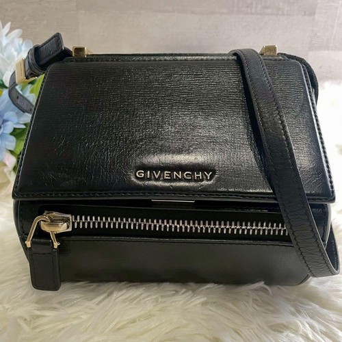 GIVENCHY Pandora Box Mini Leather Shoulder Bag Crossbody Navy Authentic Used