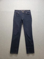 I N C Women Jeans 6 Dark Blue Mid Rise Straight Leg Casual Regular Fit Denim