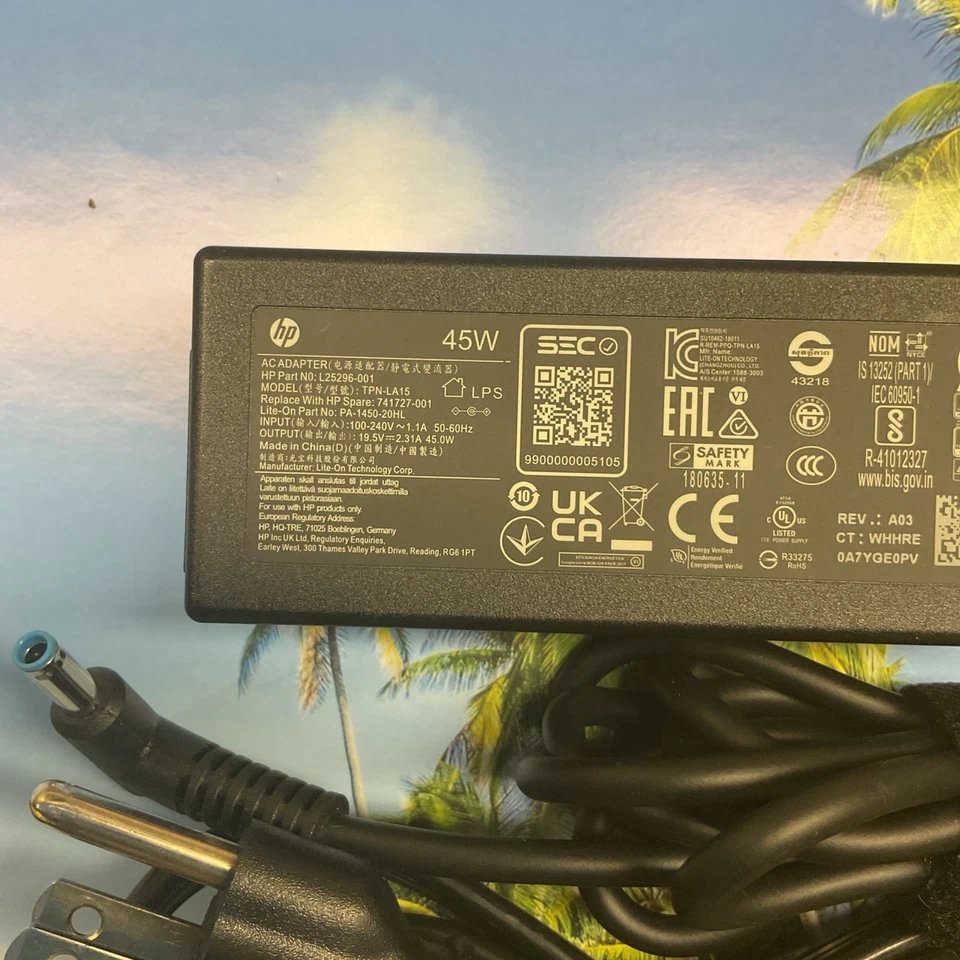 LOTE DE 5 Adaptadores de CA Genuinos HP TPN-LA15/14 HTSNN-CA40 19.5V 2.31A 45W 4.5MM PUNTA Foto 4 de 4