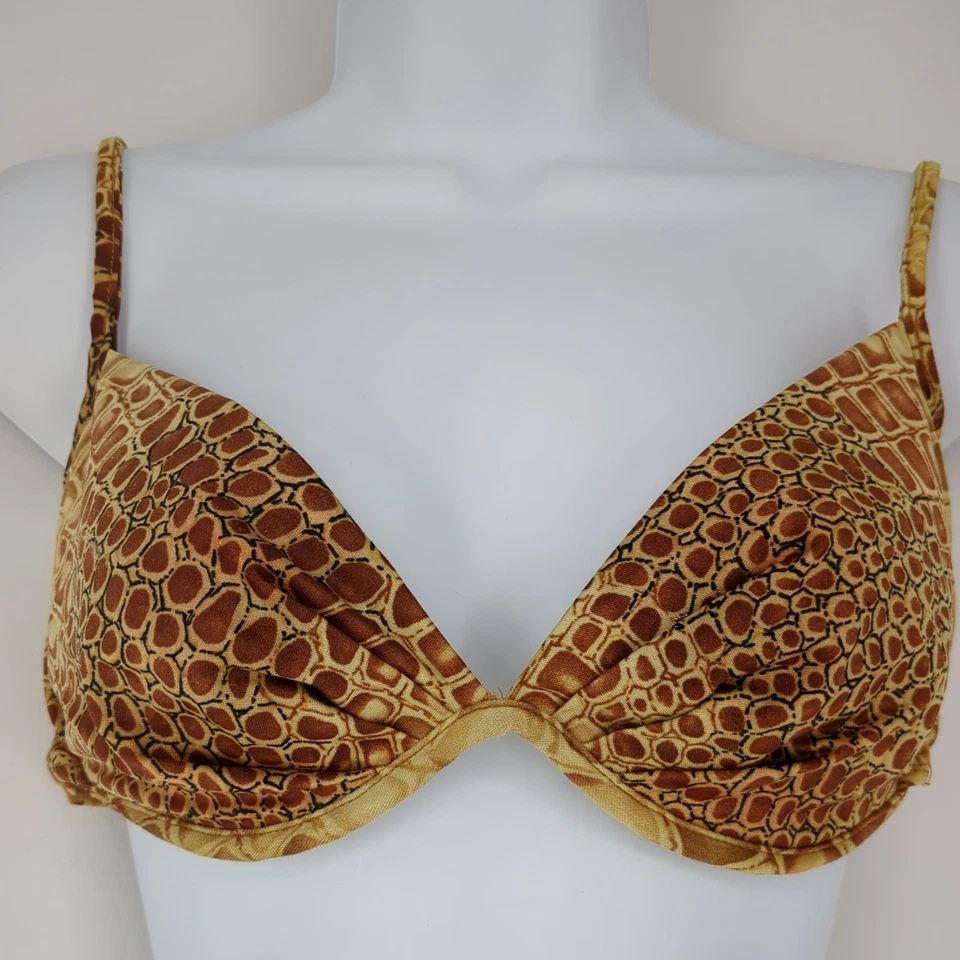 Parte inferior de bikini con estampado de serpiente vintage de los 80 con aros Spandex brillante S/M Foto 2 de 4