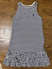 Girls, Ralph Lauren Size 8/10 Navy White Striped Sleeveless Dress