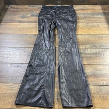 Old Navy Womens Faux Leather Flare Pants High Rise Black Size 4 Grunge Edge Moto