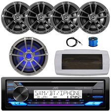 JVC Single-DIN Boat CD Stereo, 4x 6.5" 225W Max Speakers, 10" RGB LED Subwoofer